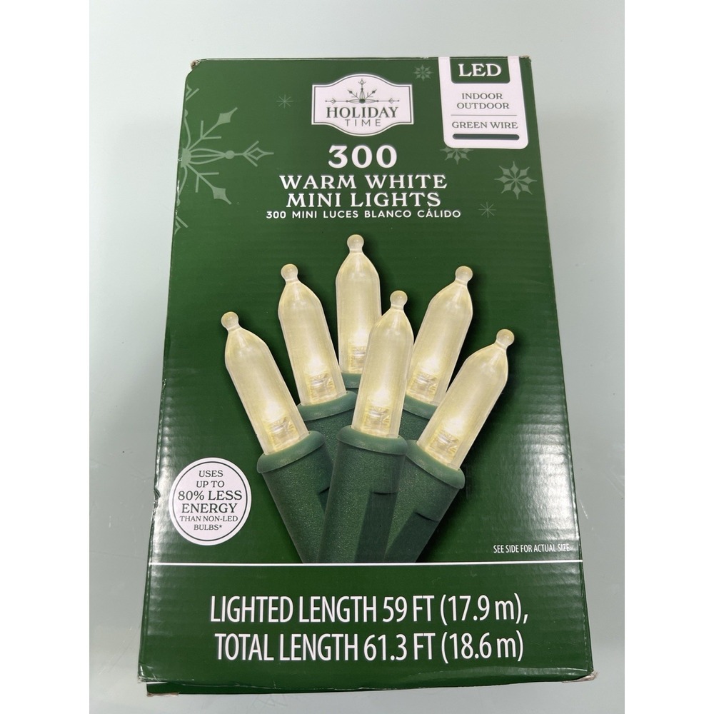 300 Count Warm White LED Christmas Tree Lights Indoor Outdoor Green Wire